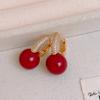 New Year's red zircon flower pendant earrings exquisite earrings earrings women