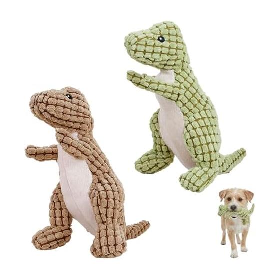 2 Pieces Dog Toy, Chew Toy, Talking Plush, Dinosaur Design, Chew Resistant, Tooth Brushing Prevention, Educational, Stress Relief, Soft Material,