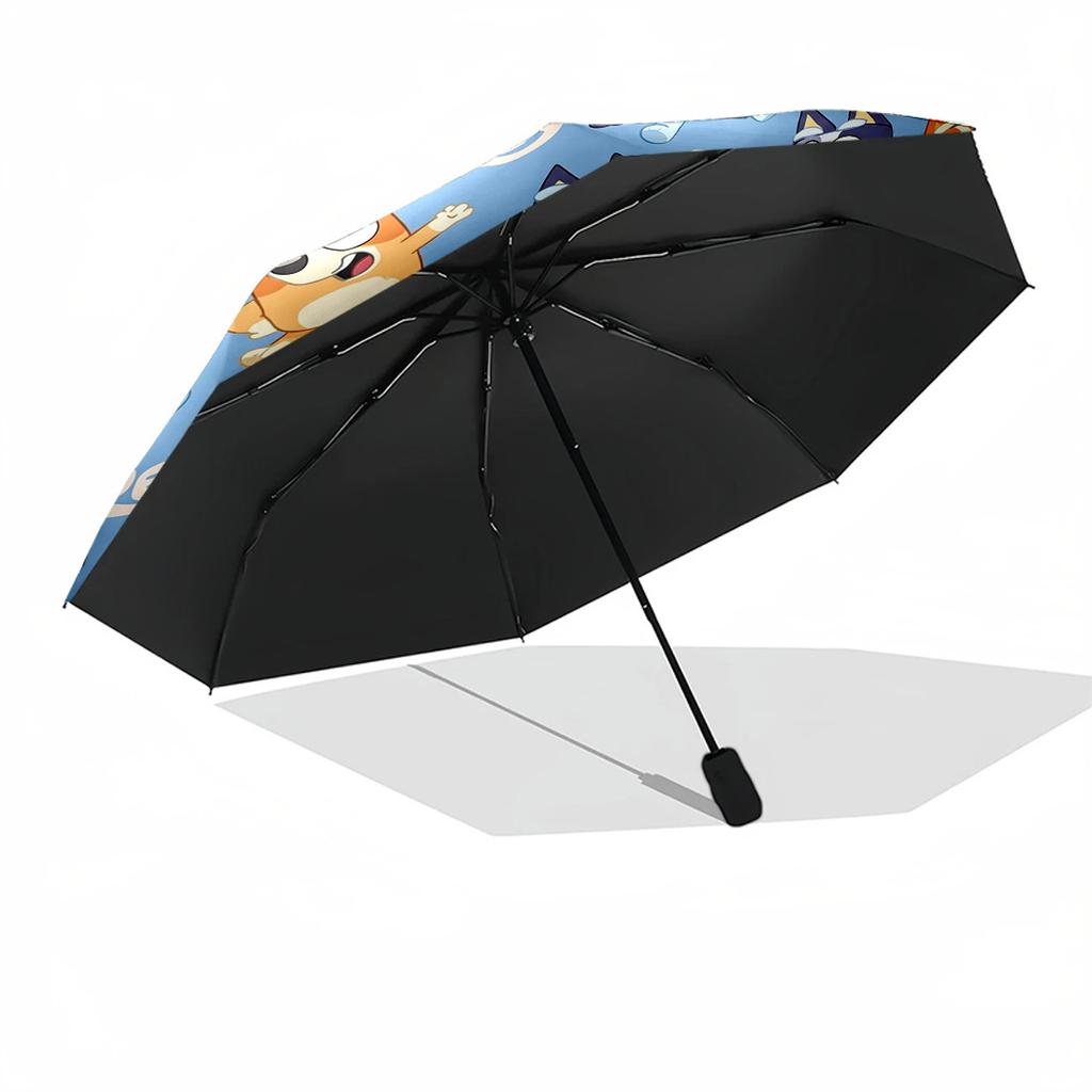 Bluey Friends Adventure Portable Automatic Umbrella with 8-Rib Foldable Design for Outdoor Daily Use Compact Folding Umbrella