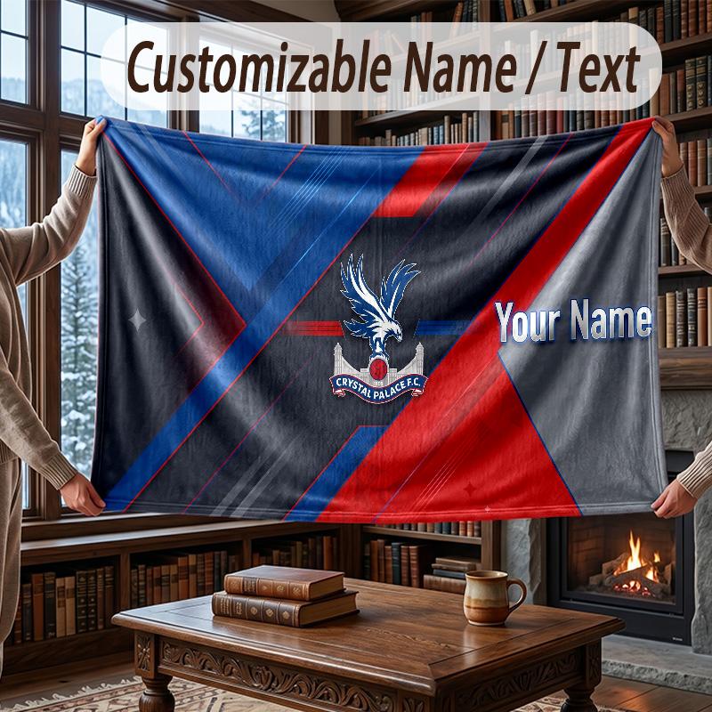 Custom Name Flannel Throw Blanket Crystal Palace Pattern Warm Home Decoration