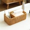 Sturdy Handwoven Storage Box Divided Sections Living Room Desktop Organization