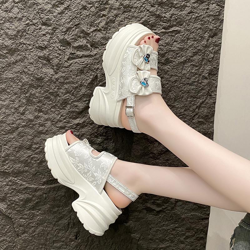 Chic and Elegant Woman Heeled Shoes 2024 Summer Luxury Designer Platform Sandals Girls Rome Casual Black Gladiator Wedge Fashion
