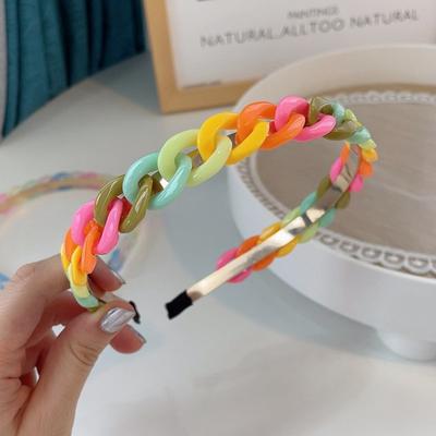 Tie Dye Chain Acetic AcidTwisted Braid Hairband Acrylic Headband for Women Girls Hair Accessories