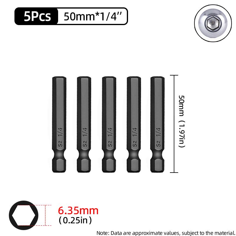 50mm hexagonal șurubelniță biți Imperial magnetică hexagonală Allen cheie burghiu biți inch 5/64-5/16 șurubelniță burghiu electric scule de mână