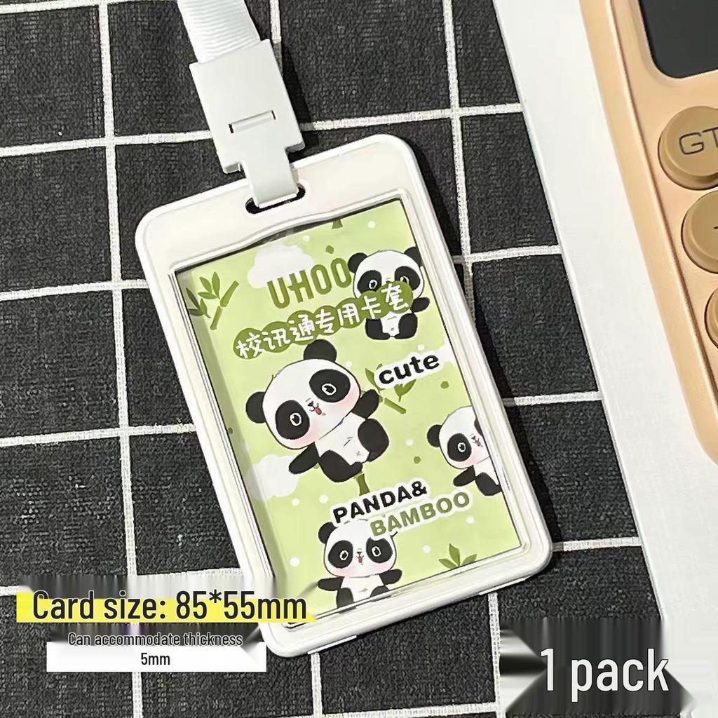 Panda-Schule All-in-One Lanyard: Doppelseitiger transparenter Kartenhalter mit großem Platz für Zugangs- & Essenskarten
