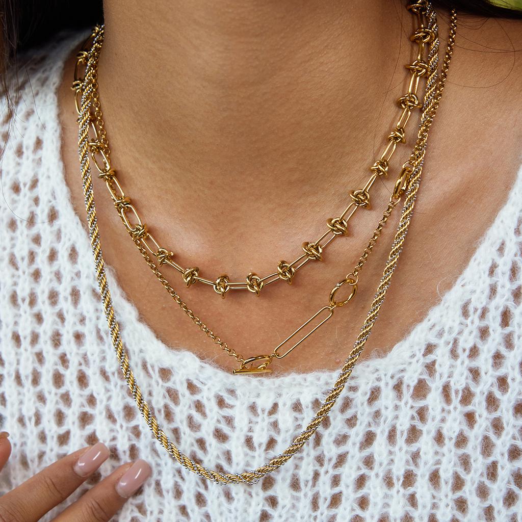 Yori Trendy Personalized Beaded Chain Braided Necklace for Women Stainless Steel Rust Proof Exquisite Jewelry Gift