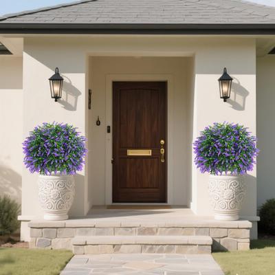 Artificial Topiary Ball with Lavender Flowers 16 Inches UV Resistant Faux Shrubs with Ground Spike Fake Evergreen Plant Artificial Brush for