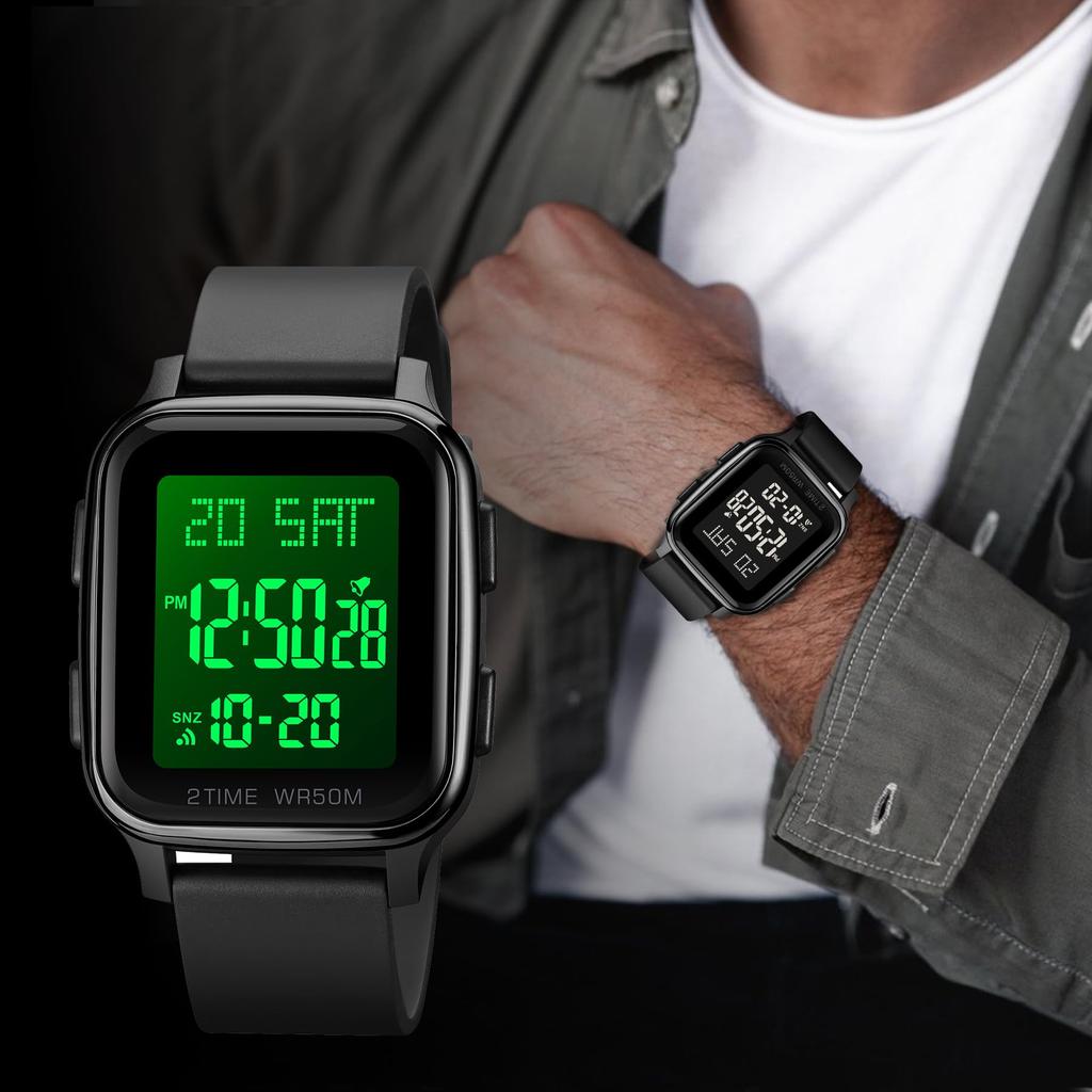 ShunkanSai Digital 50m Water Sports Day of the LED Instruction Manual Included Men's Watch, Resistant, Multi-Function, Waterproof, Watch, Stylish,