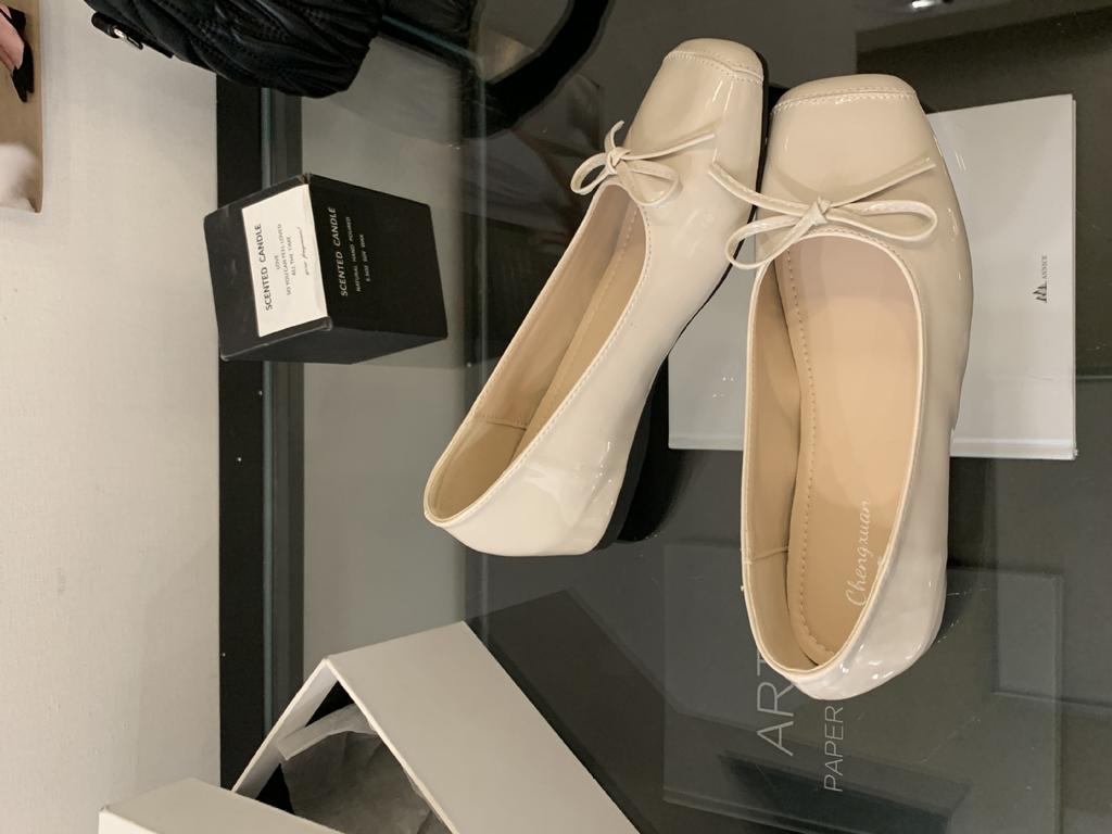 2025 French grandma shoes inner height increase shallow mouth inner height increase single shoes soft sole not tired foot bow ballet shoes