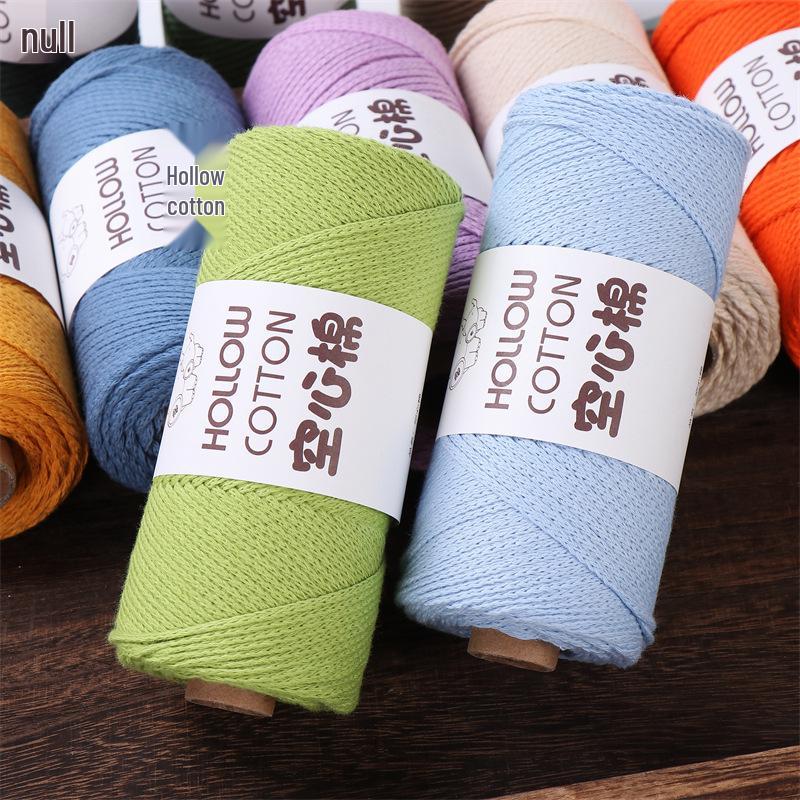 2mm Hollow Pure Cotton Scarf & Bag Yarn for DIY Crochet and Handwoven Projects