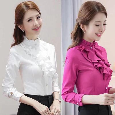 2025 Trendy Women's Slim Fit Ruffle Lace Chiffon Shirt - Versatile Spring/Summer Top