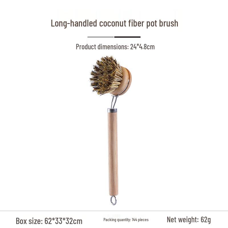 Solid Wood Dishwashing Brush with Sisal and Coconut Fiber