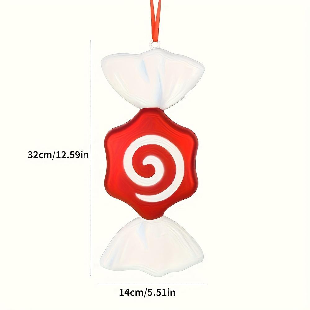 

12,6 дюйма/32 см Рождественское украшение в виде леденца из пластика, праздничный декор с красно-белыми полосками, золотыми лентами, сосновыми шишками для помещения/улицы, для дерева, дома, сада Hexagonal thread candy