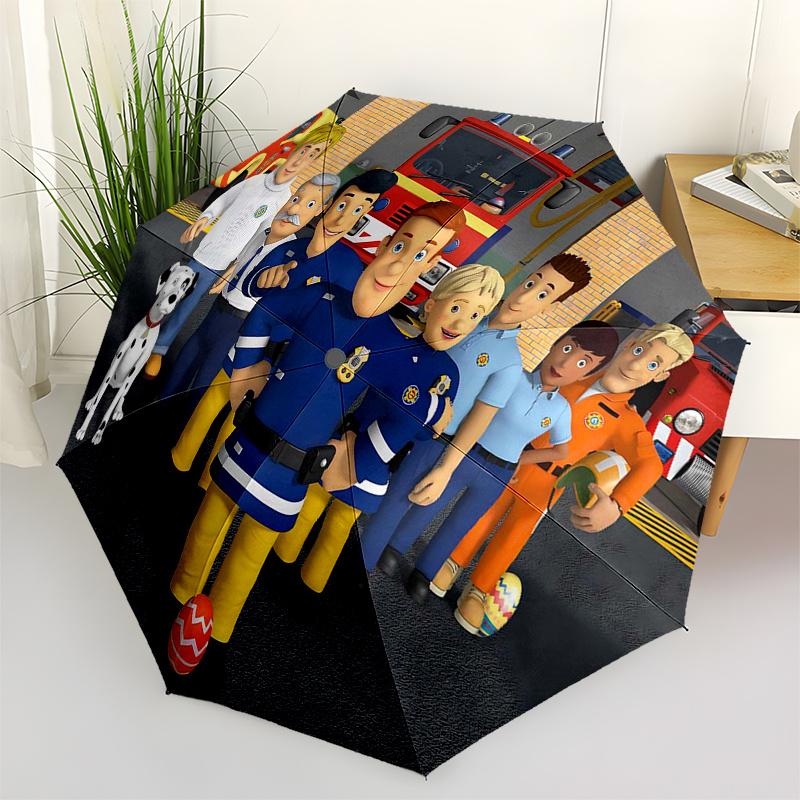 

Fireman Fire trucks Themed Travel Umbrella-8 Ribs Automatic Opening and Closing, Portable Folding Design, Compact and Stylish Umbrella Suita