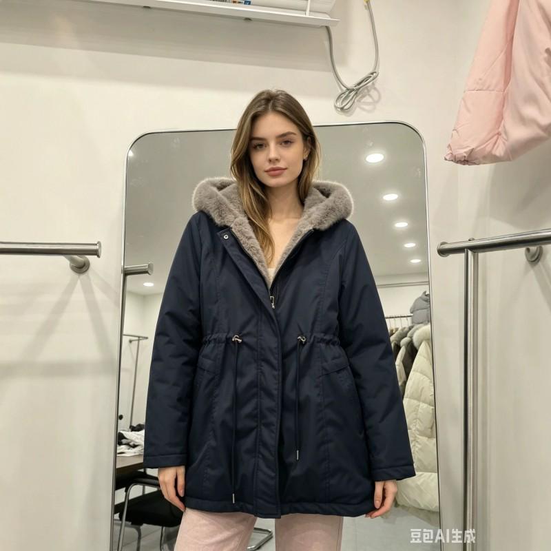 Womens Hooded Thickened Winter Jacket With Faux Fur Trim Warm Cotton-Padded Outdoor Workwear Coat In Multiple Colors
