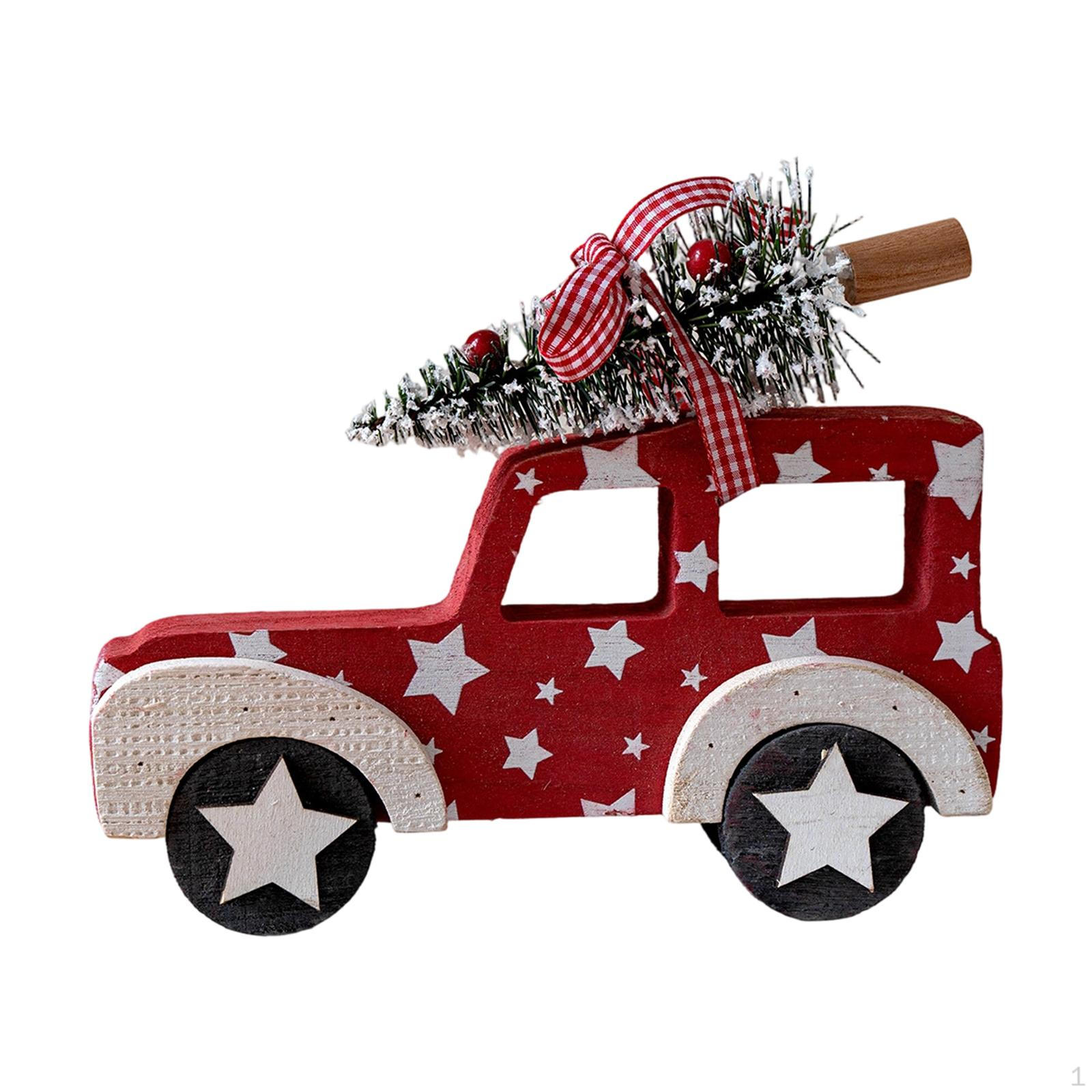 

Truck Wooden Ornament Christmas Gift Table Decoration Centerpiece червоний