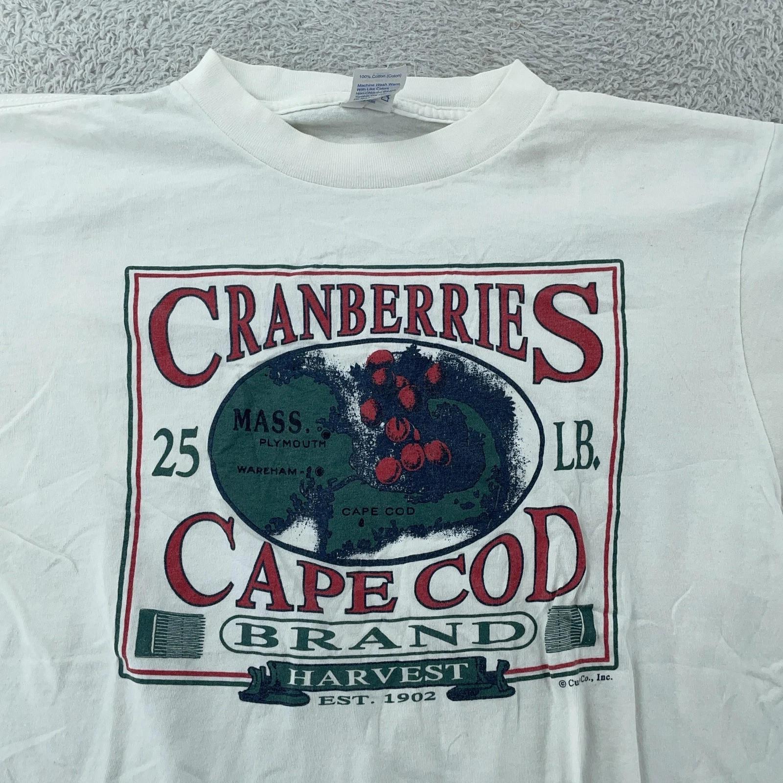 Vintage Cape Cod Cranberries T-Shirt Mens Small Massachusetts Farm White Tee S