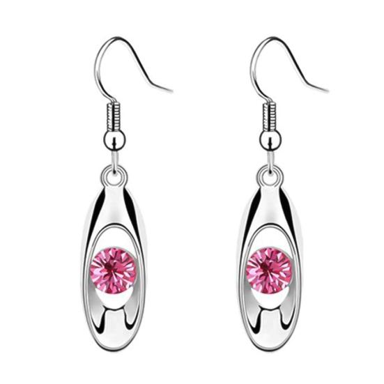 

Женские серьги круглой огранки со стразами, инкрустированные каплями воды, висячие серьги-крючки, ювелирные изделия, подарок розы красного