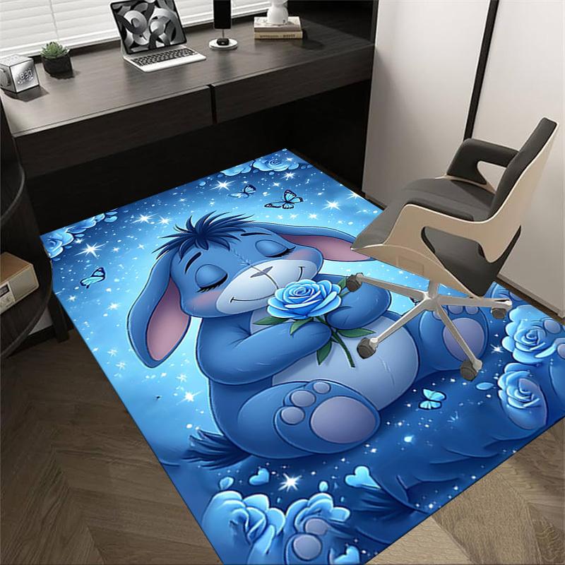 1PC Blue Bunny Butterfly Extra Large Non Slip Floor Carpet, Office, Family, Bedroom, Studio Large Area Rug Indoor Rugs