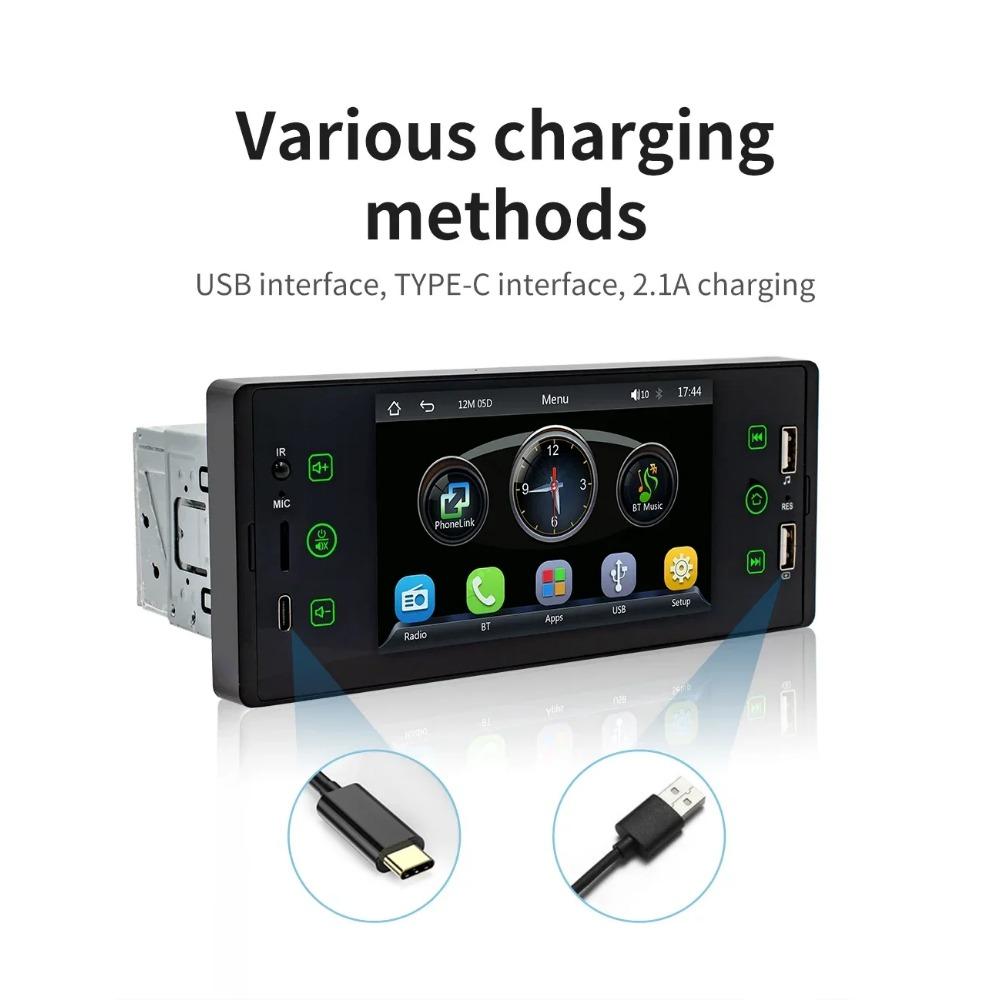 TOYOUSONIC 1 Din 5 Inch Car Radio MP5 Video Player Wireless Carplay Multimedia Player FM BT 2USB Bluetooth Mirrorlink Car Stereo