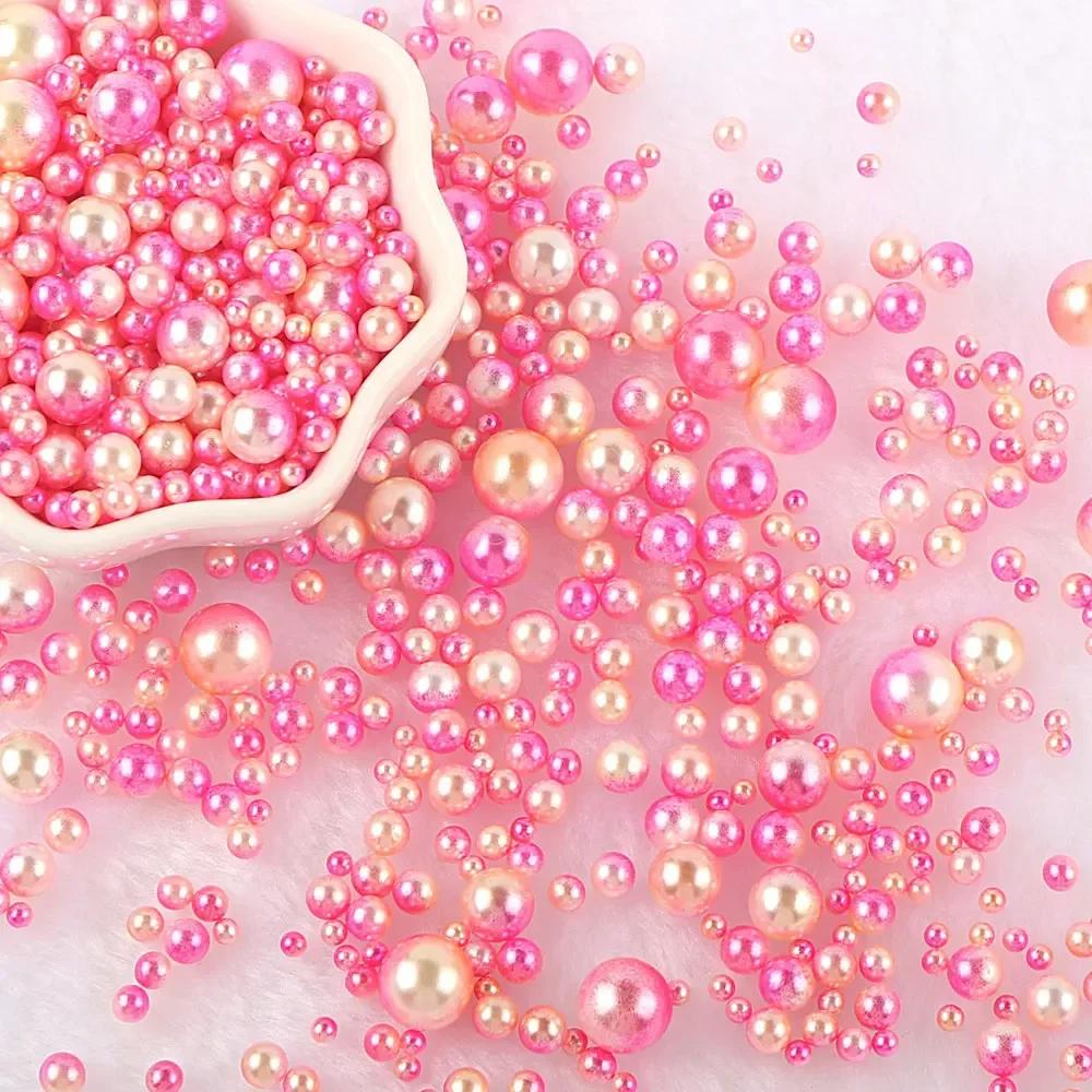 Miçangas ABS Imitação de Pérola Multicoloridas Sem Furo Miçangas Soltas para Arte de Unhas DIY Artesanato Decoração de Scrapbook