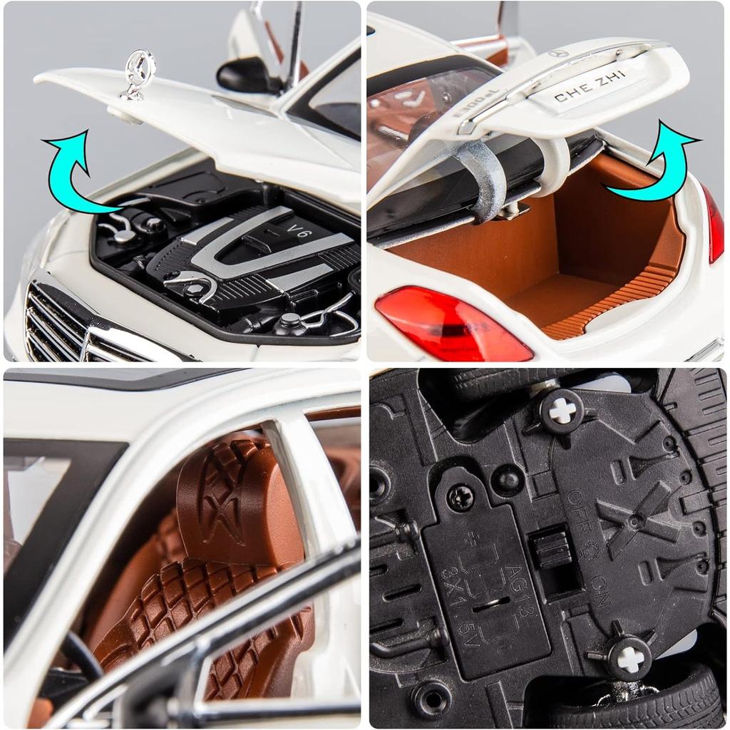 Zliatina autíčka Benz E300 v mierke 1/24 Tlakovo odlievaný model auta so sťahovacím zariadením so svetlom a zvukom Autíčka pre dospelých Chlapci Dievčatá Darčeková hračka
