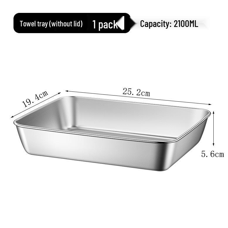 Stainless Steel Square Plate: Multipurpose Towel, Food Prep & Fresh-Keeping Box
