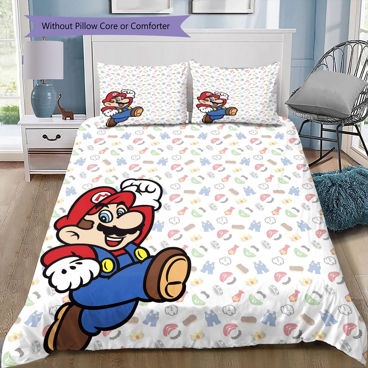 

Super Mario Chibi Version Bedding Set, 1 Duvet Cover & 2 Pillowcases, Cozy Home, Great Gift for Fans 135x200cm