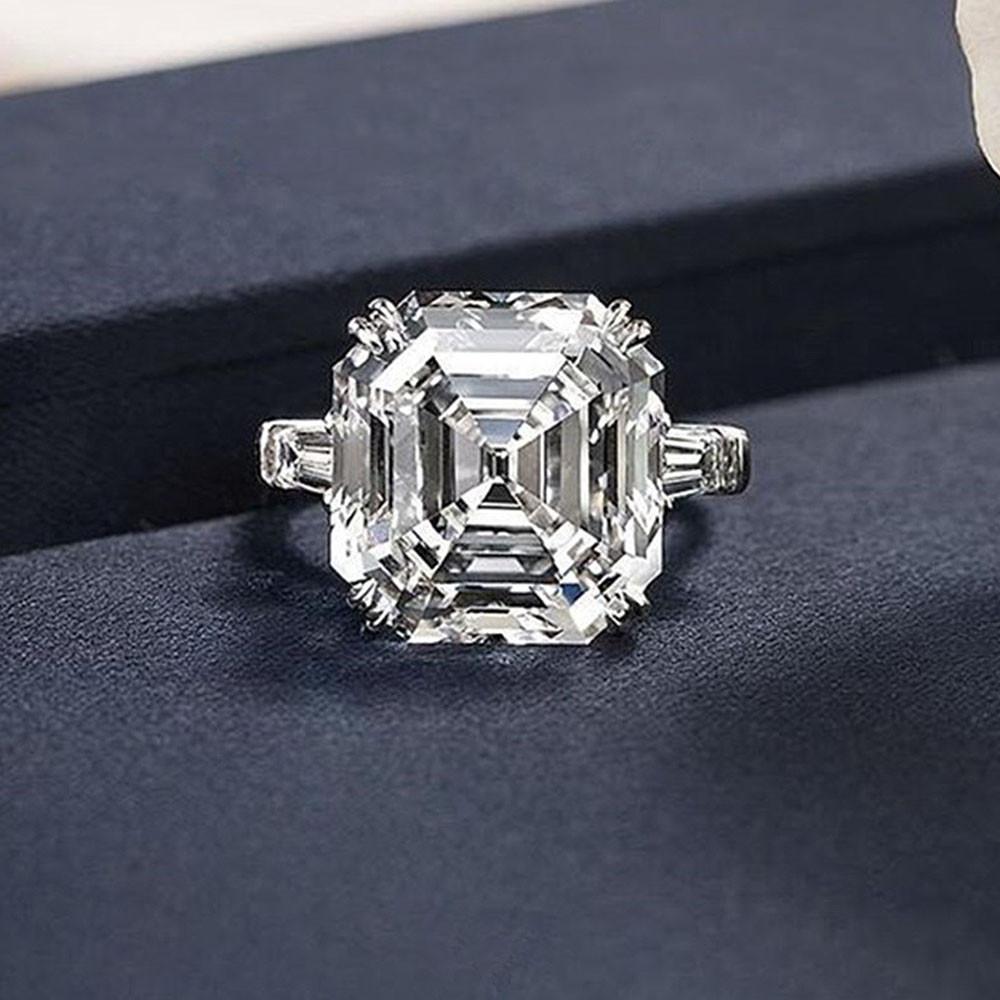 Asscher Crystal Cubic Zirconia Rings for Women Fashion Wedding Engagement Bands Female Ring Anniversary Party Hot Jewelry