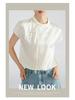 Chinese Style Silk Satin Mandarin Collar Blouse - Women's Summer Tie-Up Raglan Sleeve Top