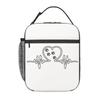 Dog Paw And Heart ECG Heartbeat Insulated Lunch Bag for Women Kids Portable Food Boxes Thermal Lunch Box Tote