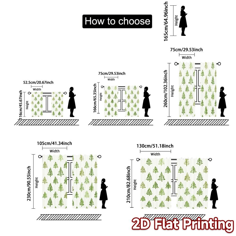 2pcs,Curtains Christmas Trees Green (2) Modern Curtains Roller Blinds 100% Polyester Curtains All Seasons Decorative for