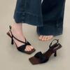 Fashion Retro High Heel Sandals Women Summer New Square Toe Open Toe with Skirt Versatile Temperament Open Toe Stiletto Heels