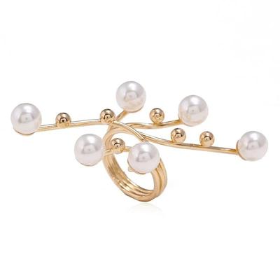  Tendance Mode Européenne et Américaine Bague Géométrique Perle Personnalité Exagérée Créative