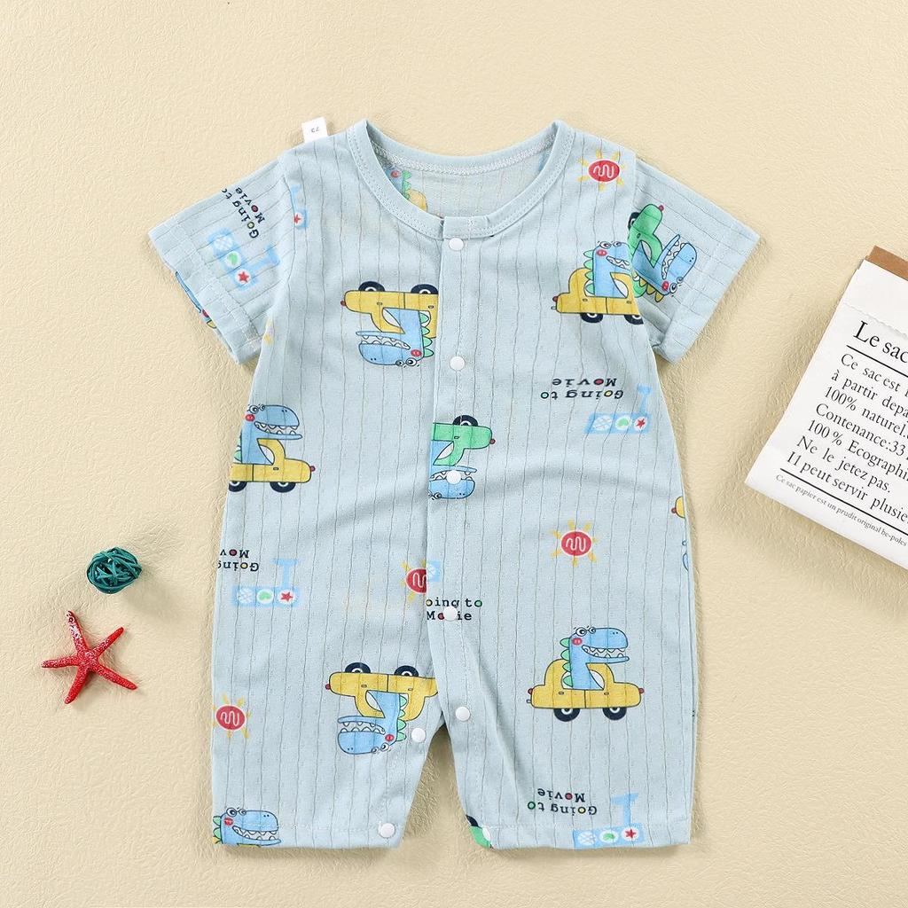 Newborn Cotton Short Sleeve Summer Romper: Open-Front Bodysuit for Boys & Girls
