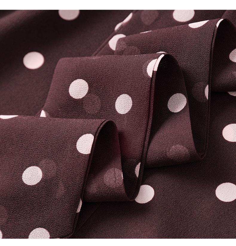 Elegant French Polka Dot Chiffon Shirt: Stylish Bow Design for Early Spring