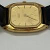 Used SEIKO 2C20-5370 Quartz Watch Gold Dial Black Belt
