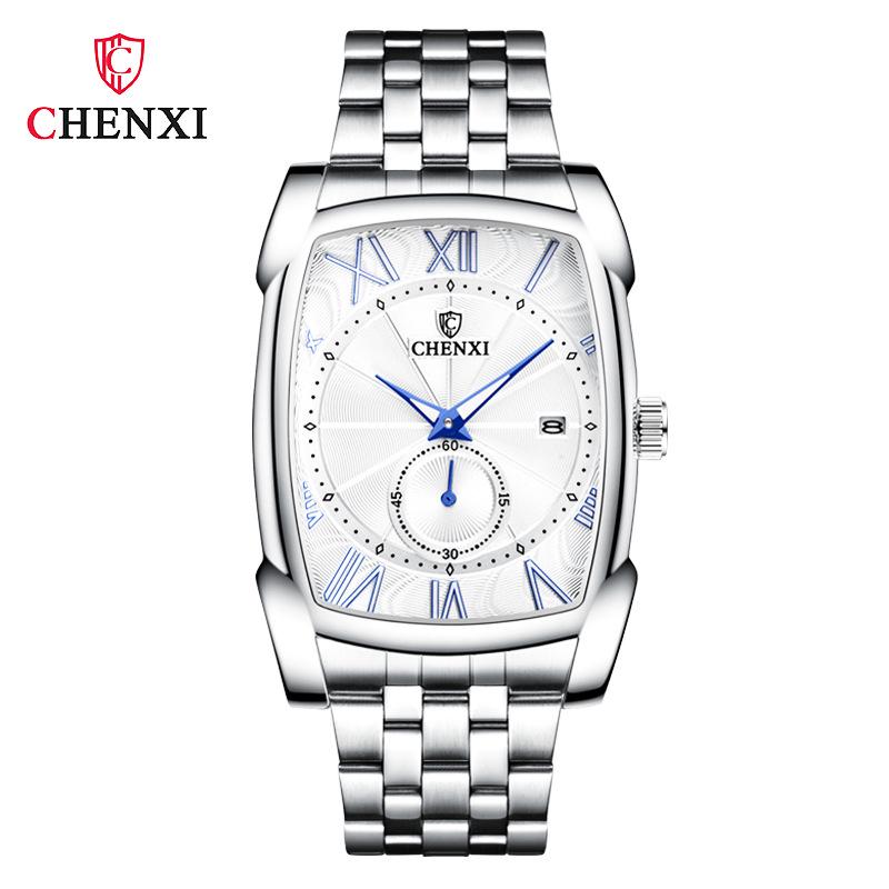 CHENXI 8209 Men's Sport Watches Luxury Retro Square Wristwatches Leather Strap Waterproof Quartz Power Reserve for Casual Sports
