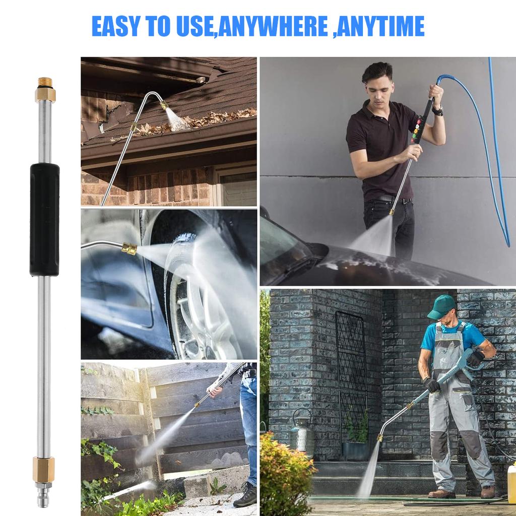 High Pressure Washer Extension with 0-60° Nozzles 1/4 Inch Quick Connect Washer Lance Water Gun for Cleaning Garden Car