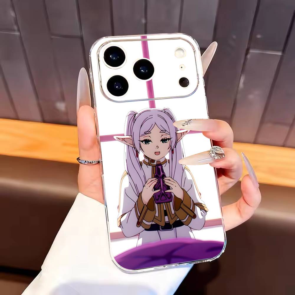 Frieren C-Cute Black Shell Phone Case For iPhone17,16,15,14,13,12,11 Plus,Pro Max Soft Transparent Cover