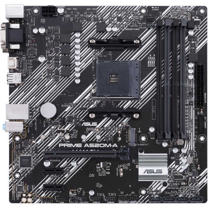 Carte Mère - ASUS - PRIME A520M-A II/CSM - AMD A520 - Emplacement AM4 Micro ATX