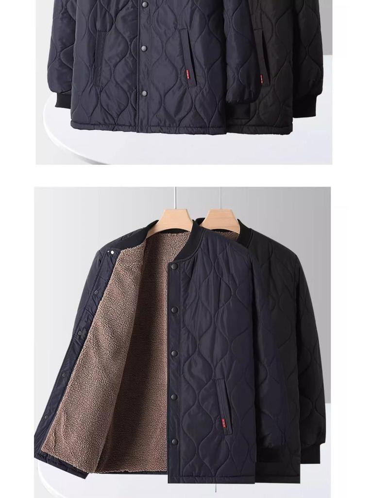 Woodpecker Men's Warm Plus Velvet Thickened Winter Jacket for Middle-Aged and Elderly