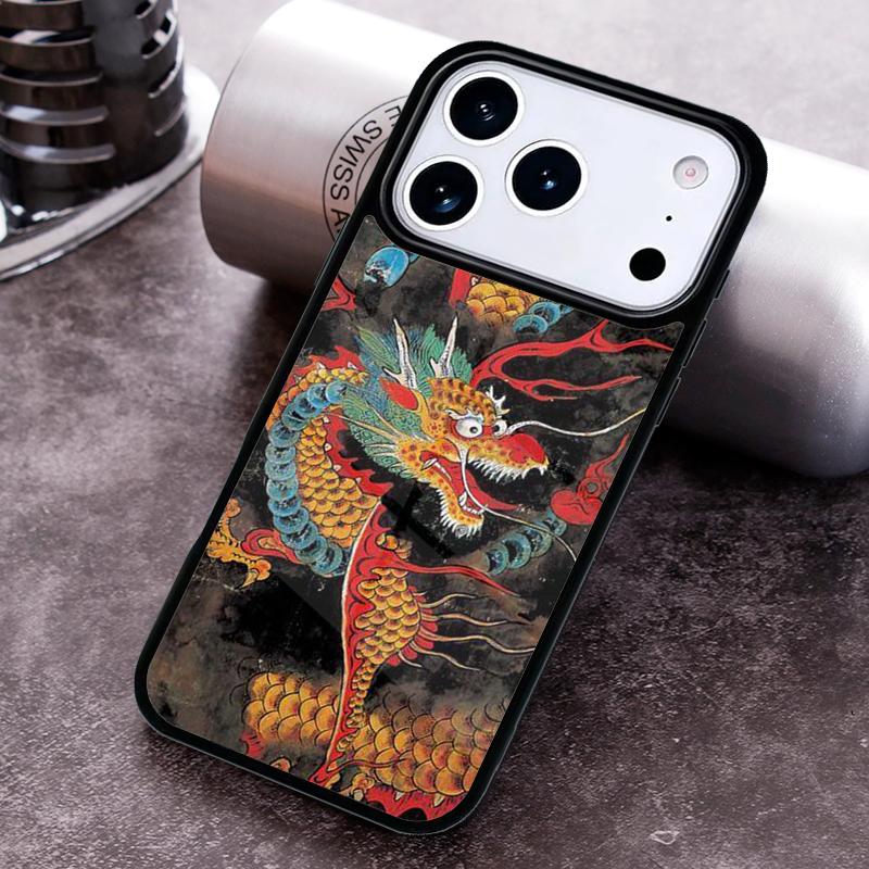 Retro Chinese Dragon Totem Phone Case for iPhone 17 16 15 Pro Max Air 14 13 12 11 Plus Shockproof Capa Cover