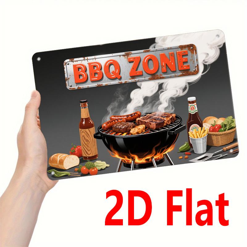 

Metal Wall Art BBQ Sign, Iron Plaque for Patio Garden, Summer Party Outdoor Decor 20x30cm