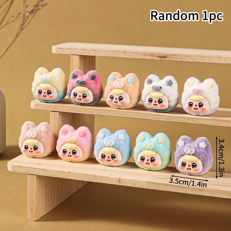 1/2/5/10pcs Trendy Desk Accessorie Mini Cartoon Figures Flocked Doll Ornament Office Accessorie Kawaii Desktop Decor Gifts