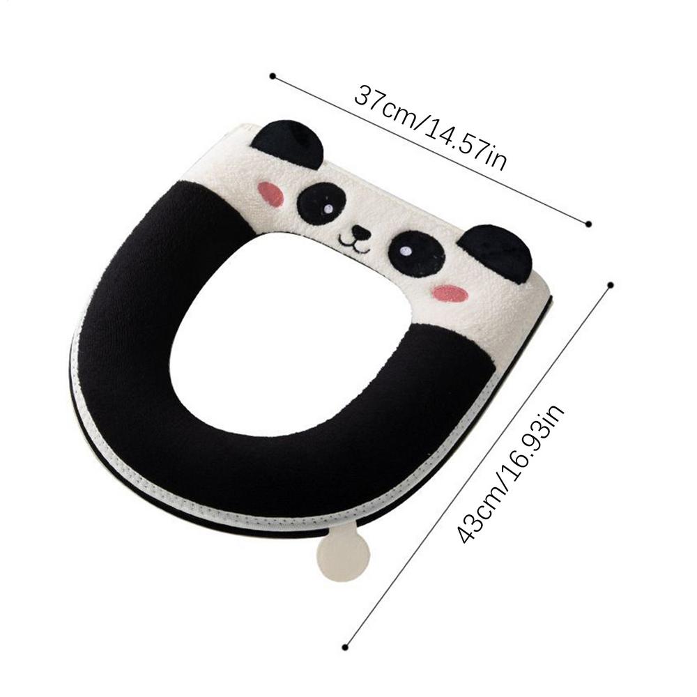 

Panda Shape Toilet Seat Cover Thick Zipper Cushion Waterproof Non Slip Soft Comfortable Pad For Bathroom Accessories чорний