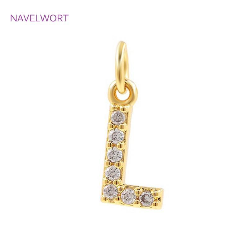 Luxury 18K Gold Plated Brass Inlaid Zircon 26 Letters Pendant Charms For Necklace Earring jewelry Making DIY Jewelry Accessories