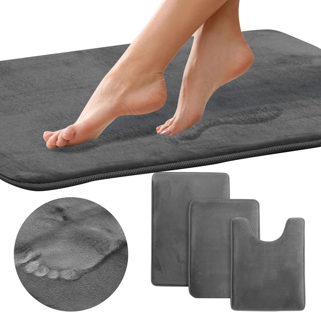 Bathroom Carpet Toilet Cushion Cover Microfiber Absorbent Non-Slip Mat Three-piece Set=U-shaped 40*60cm+50*50cm U+50*80cm