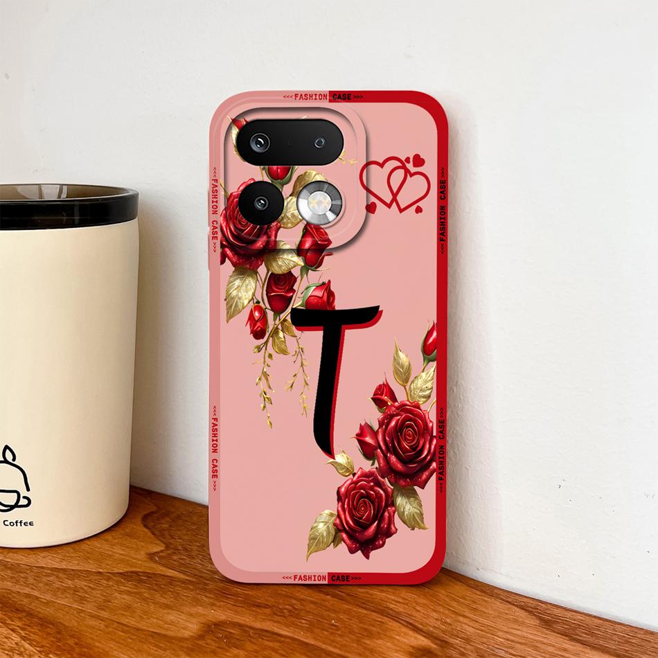 Phone Case For Realme 16 Pro Plus 5G Pretty Rose Letter Lightweight Funda For Realme 16Pro+ Anti Drop Soft Liquid Silicone Shell