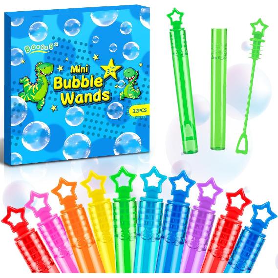 32 PCS Mini Bubble Wands in 8 Colors, Children's Party, Birthday Party, New Year, Christmas, Valentine's Day, Carnival, Ideal Goodie Bag Filling,